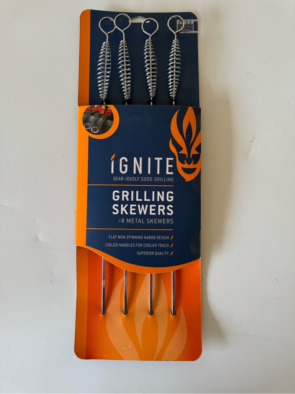 Ignite Stainless Steel Grilling Skewers - Silver (4 Pack)